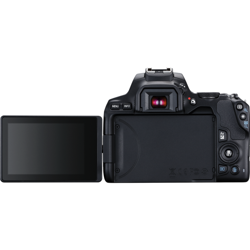 Canon EOS 250D Black + EF-S 18-55mm f/3.5-5.6 III Lens Product Back View With Open Screen