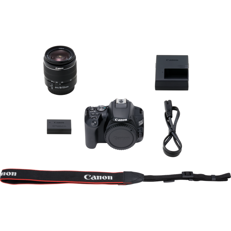 Canon EOS 250D Black + EF-S 18-55mm f/3.5-5.6 III Lens Product What's In The Box