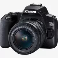 Canon EOS 250D, Black + EF-S 18-55mm f/3.5-5.6 III+ EF 75-300mm f/4-5.6 III Lens Product Front View