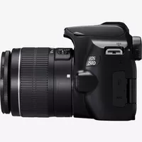 Canon EOS 250D, Black + EF-S 18-55mm f/3.5-5.6 III+ EF 75-300mm f/4-5.6 III Lens Product Left View