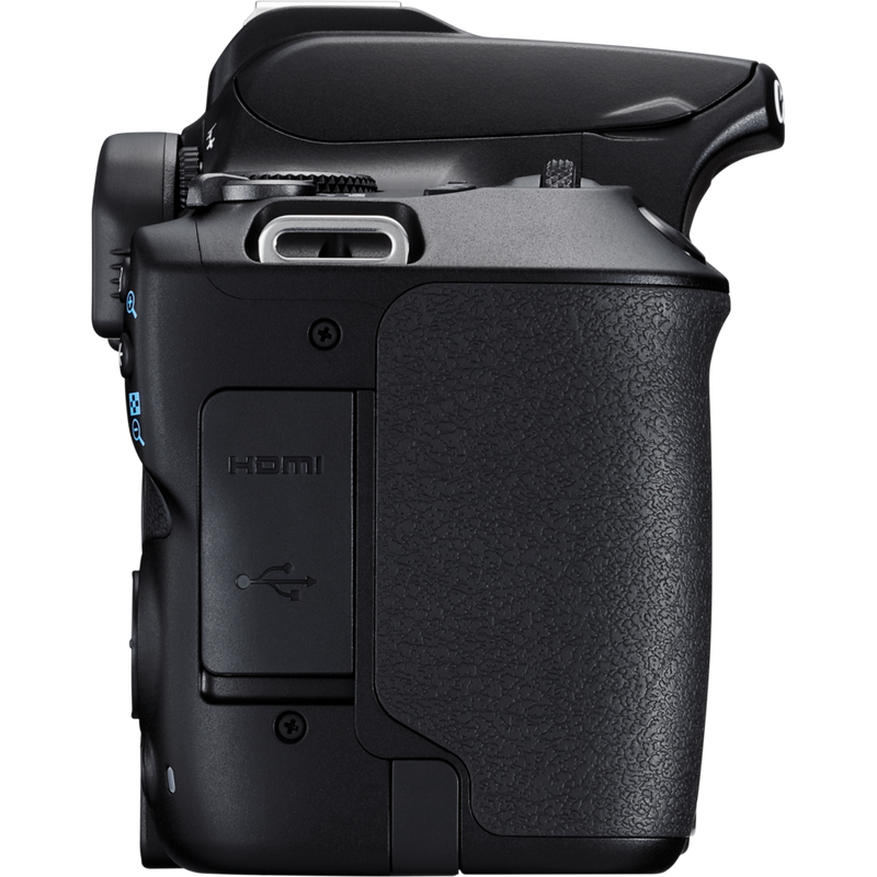 Canon EOS 250D negra + objetivo EF-S 18-135mm f/3.5-5.6 IS STM Producto Vista derecha