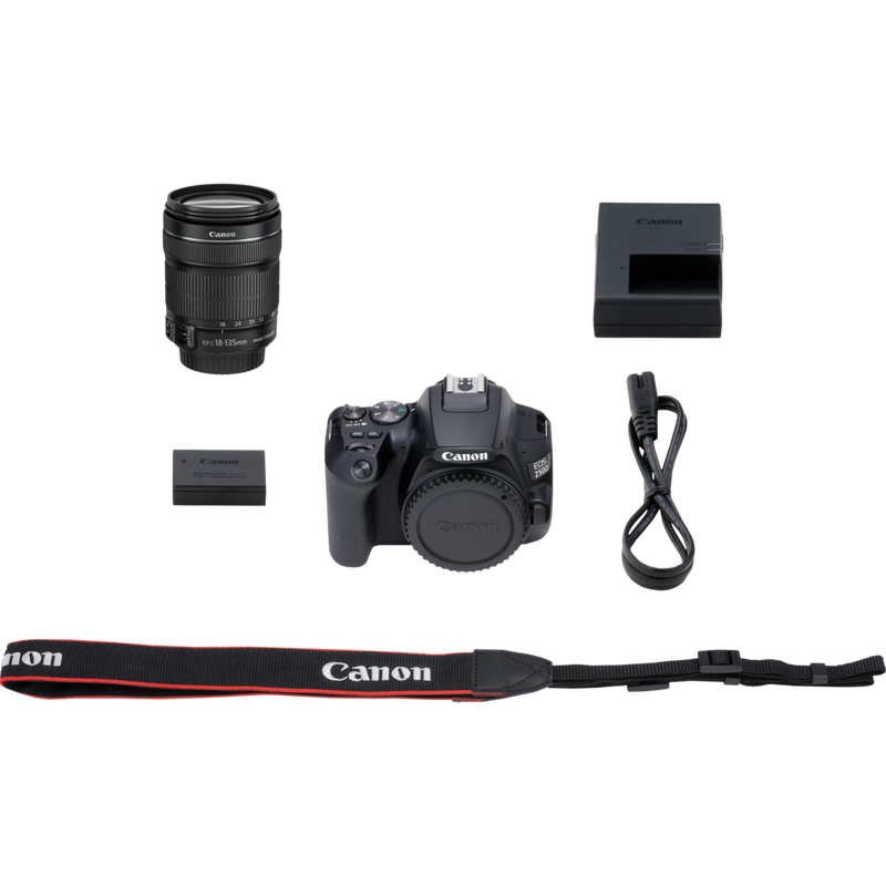 Canon EOS 250D negra + objetivo EF-S 18-135mm f/3.5-5.6 IS STM Producto Contenido del embalaje