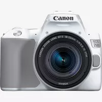 Canon EOS 250D, White + EF-S 18-55mm f/4-5.6 IS STM Lens Product Front View