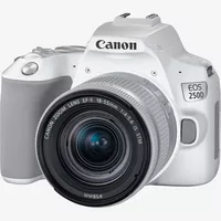 Canon EOS 250D, White + EF-S 18-55mm f/4-5.6 IS STM Lens Product Front View