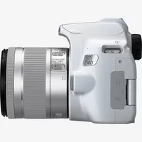 Canon EOS 250D, White + EF-S 18-55mm f/4-5.6 IS STM Lens Product Left View