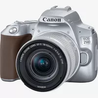 Canon EOS 250D Body, Silver + EF-S 18-55mm f/4-5.6 IS STM Lens Product Front View
