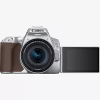 Canon EOS 250D Body, Silver + EF-S 18-55mm f/4-5.6 IS STM Lens Product Front View With Open Screen