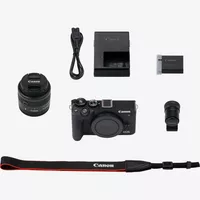 Canon EOS M6 Mark II + EF-M 15-45mm IS STM Objektiv + Elektronischer Sucher Produkt Lieferumfang