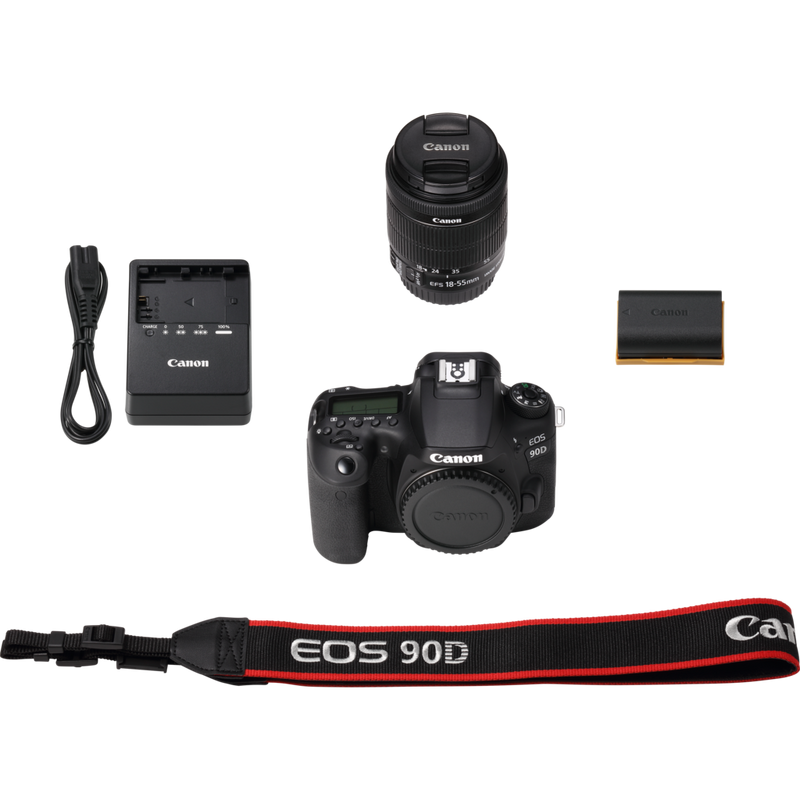 Canon EOS 90D + objectif EF-S 18-55mm IS STM Produits Contenu de la boîte