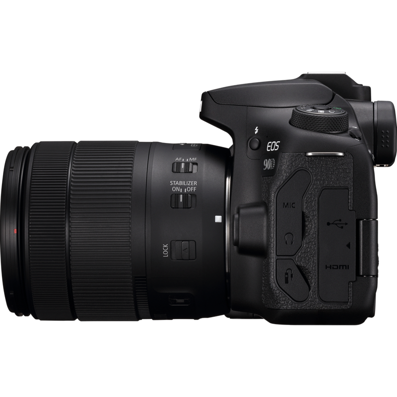 Canon EOS 90D + EF-S 18-135mm IS USM Lens Product Left View
