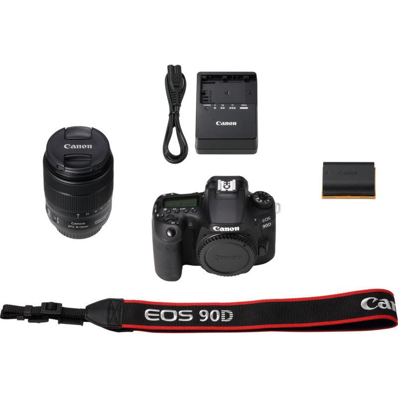 Canon EOS 90D + EF-S 18-135mm IS USM Lens Product What's In The Box