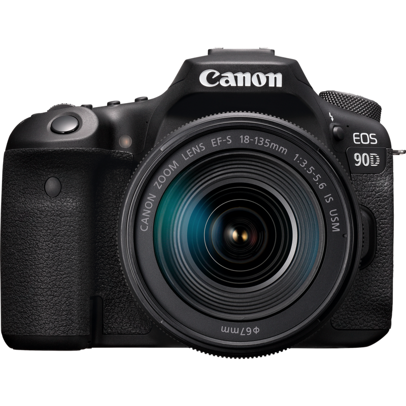 Canon EOS 90D + EF-S 18-135mm IS USM Lens Product Front View
