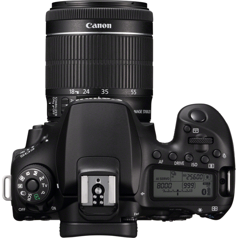 Canon EOS 90D + EF-S 18-55mm IS STM + EF 70-300mm IS II USM + Rucksack + SD-Karte Rückansicht mit Foto auf dem Bildschirm