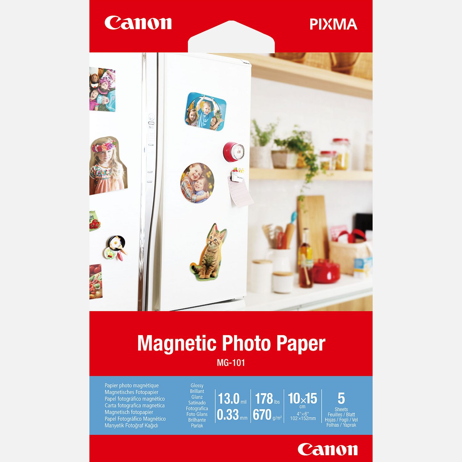 Papier photo magnétique Canon MG-101, 10 × 15 cm, 5 feuilles