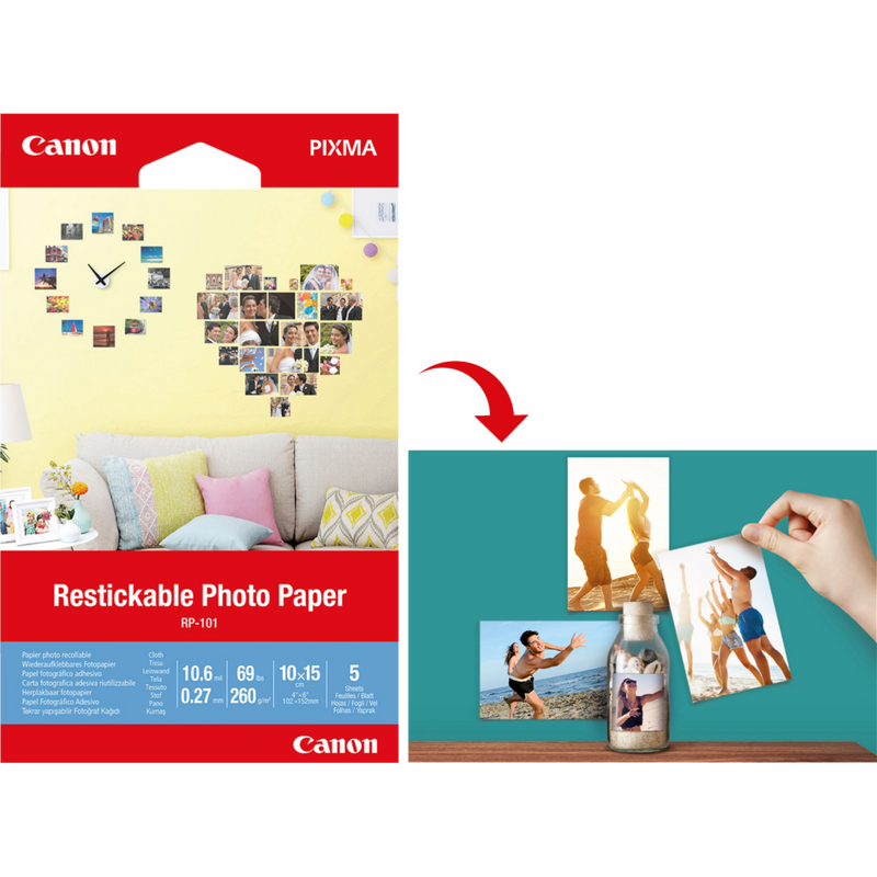 Canon Kreativ-Kit – 5 Papiersorten Produkt Vorderansicht des wiederaufklebbaren Papiers