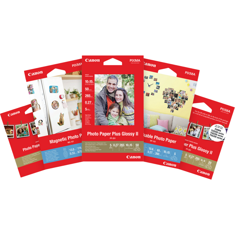 Canon Kreativ-Kit – 5 Papiersorten Produkt Vorderansicht aller Papiersorten