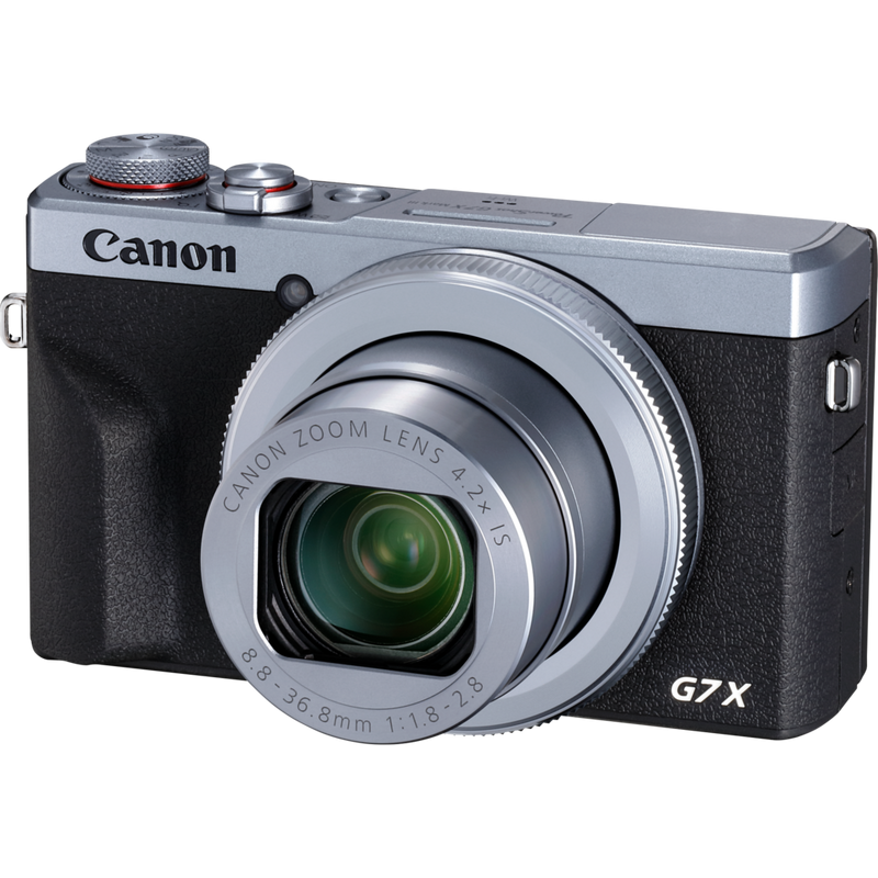Canon PowerShot G7 X Mark III Compact Camera, Silver + Spare Battery Product front view