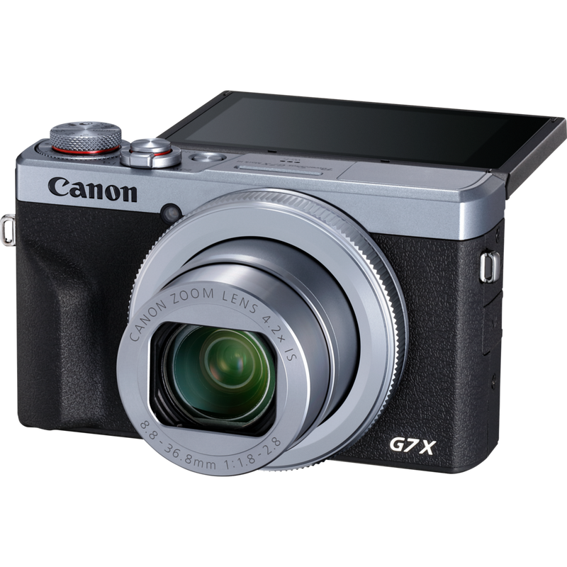 Canon PowerShot G7 X Mark III Compact Camera, Silver + Spare Battery Product Front View