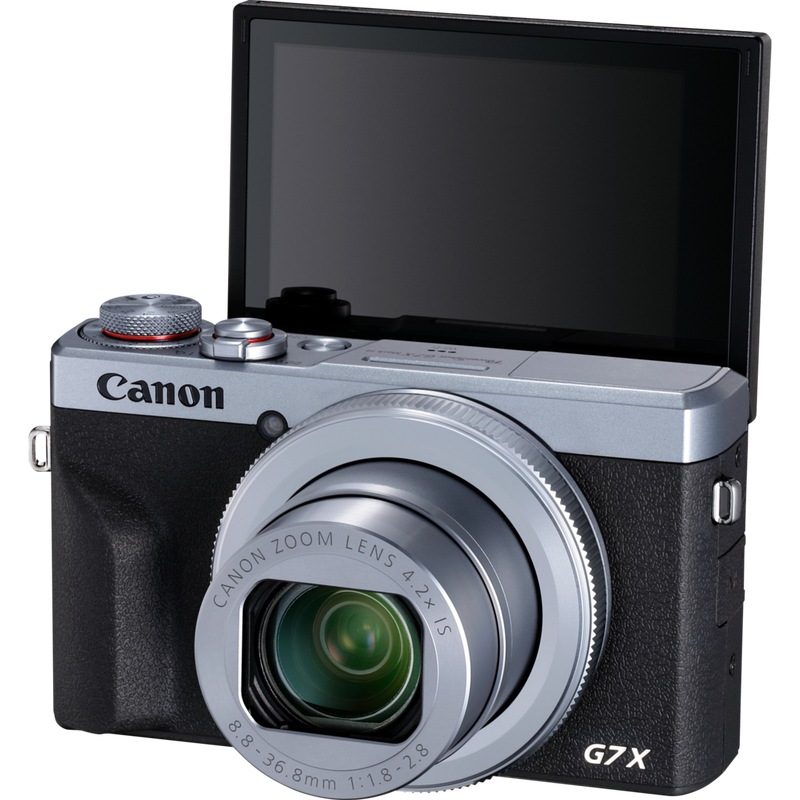 Canon PowerShot G7 X Mark III Compact Camera, Silver + Spare Battery Product Front View