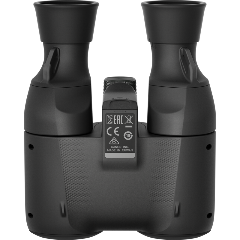 Canon 8x20 IS Binoculars Product Bottom View with Label of Country of Origin and Other Symbols