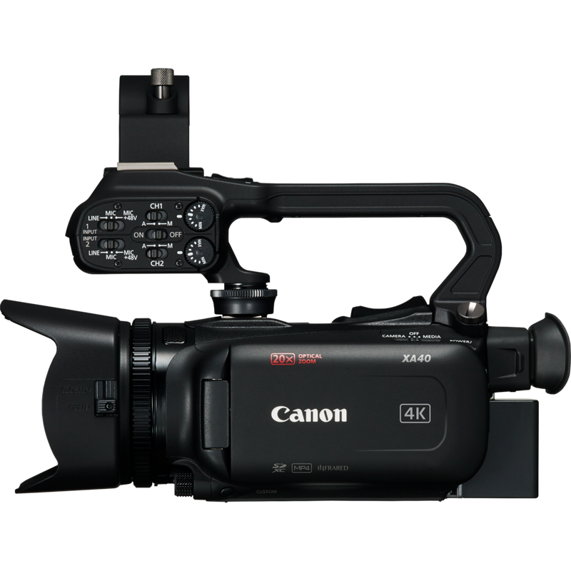 Videocámara XA40 de Canon Producto Vista lateral izquierda