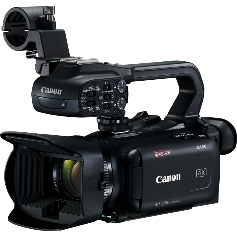 Videocámara XA40 de Canon Producto Vista frontal izquierda