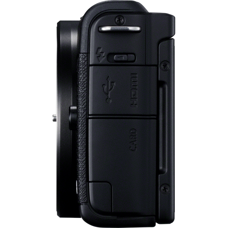 Corpo Canon EOS M200 Nero + Obiettivi EF-M 15-45mm + EF-M 55-200mm Prodotto Vista sinistra