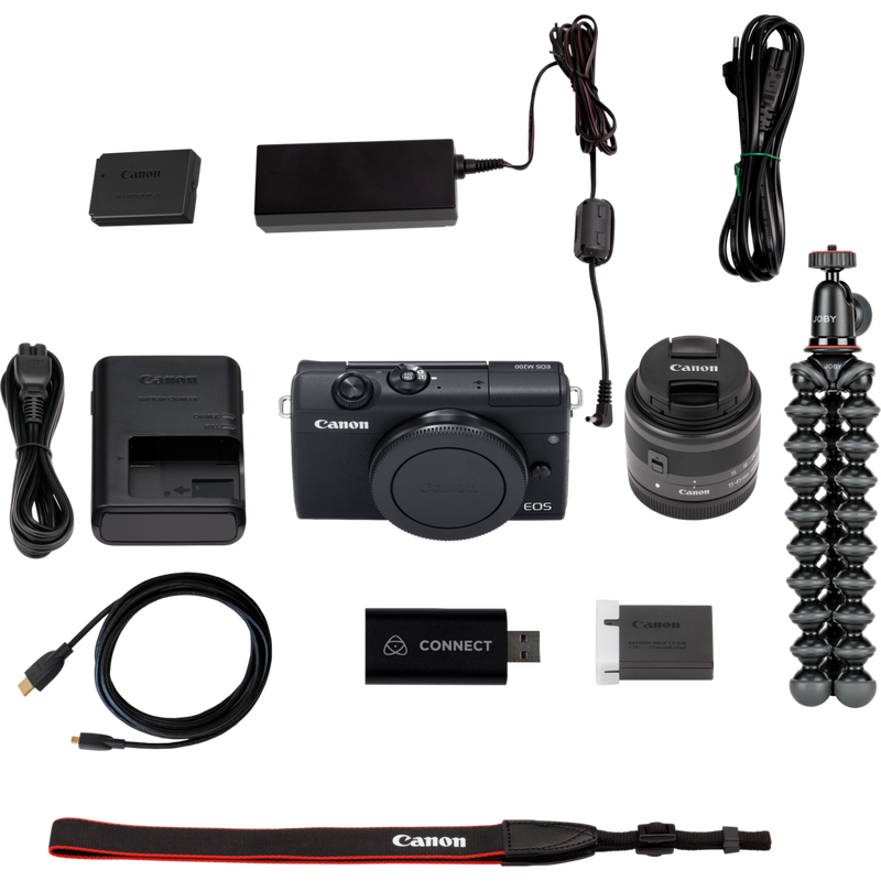 Canon EOS M200 Interchangeable Lens Live Streaming Kit Product What's in the Box