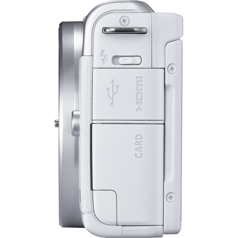 Canon EOS M200 Body - White + EF-M 15-45mm Silver Product Left View