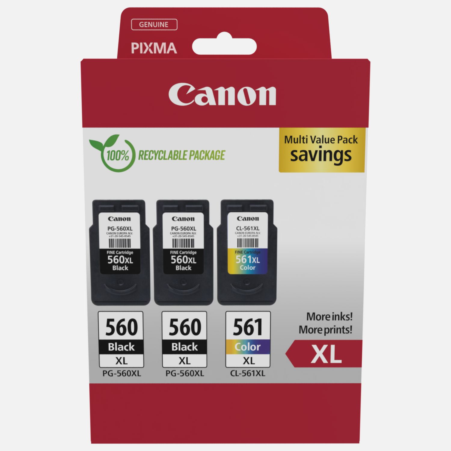 Image of Confezione multipla di cartucce Inkjet Canon PG-560XL x2/CL-561XL a resa elevata