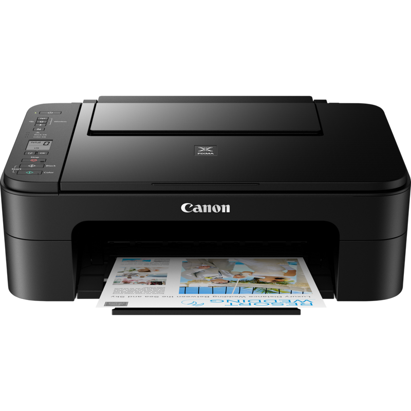 Canon PIXMA TS3340 MkII Inkjet Printer, Black Product Front View With Paper Tray Out