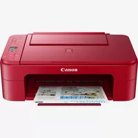 Canon PIXMA TS3352 Wireless Colour All in One Inkjet Photo Printer, Red Product Front View With Paper Tray Out
