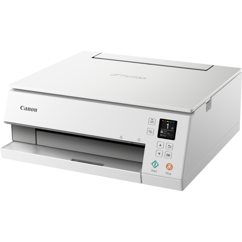 Canon PIXMA TS6351 Wireless Colour All in One Inkjet Photo Printer, White Product Front Slant View
