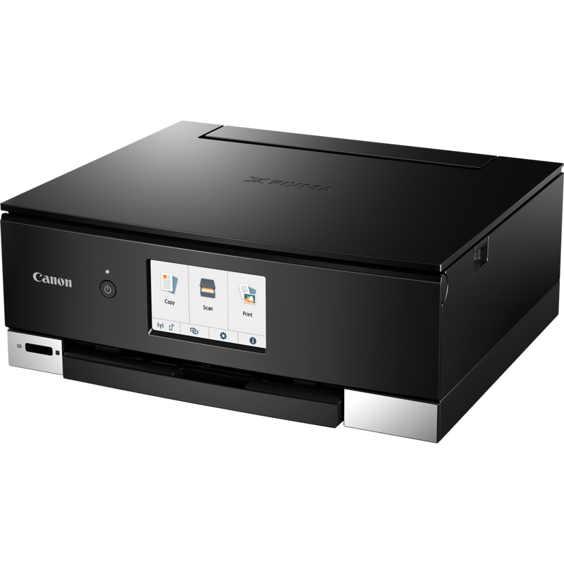 Canon PIXMA TS8350 Wireless Colour All in One Inkjet Photo Printer, Black Product Front Slant View