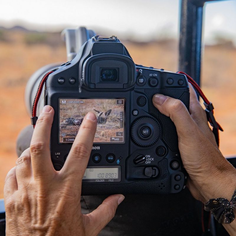 Canon EOS-1D X Mark III Body Back View With Photo On The Screen
