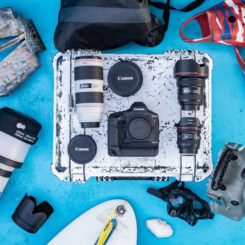 Canon EOS-1D X Mark III Body Body And Lens On A Metal Box