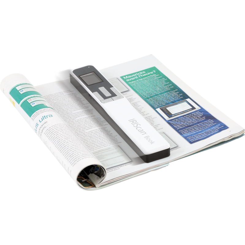 IRIScan Book 5 Handheld Scanner Product Scanner kept on a book