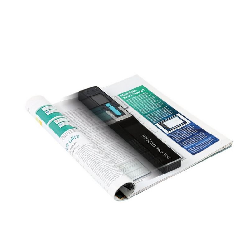 Scanner IRIScan Book 5 Wi-Fi Produits Scanner posé sur un livre