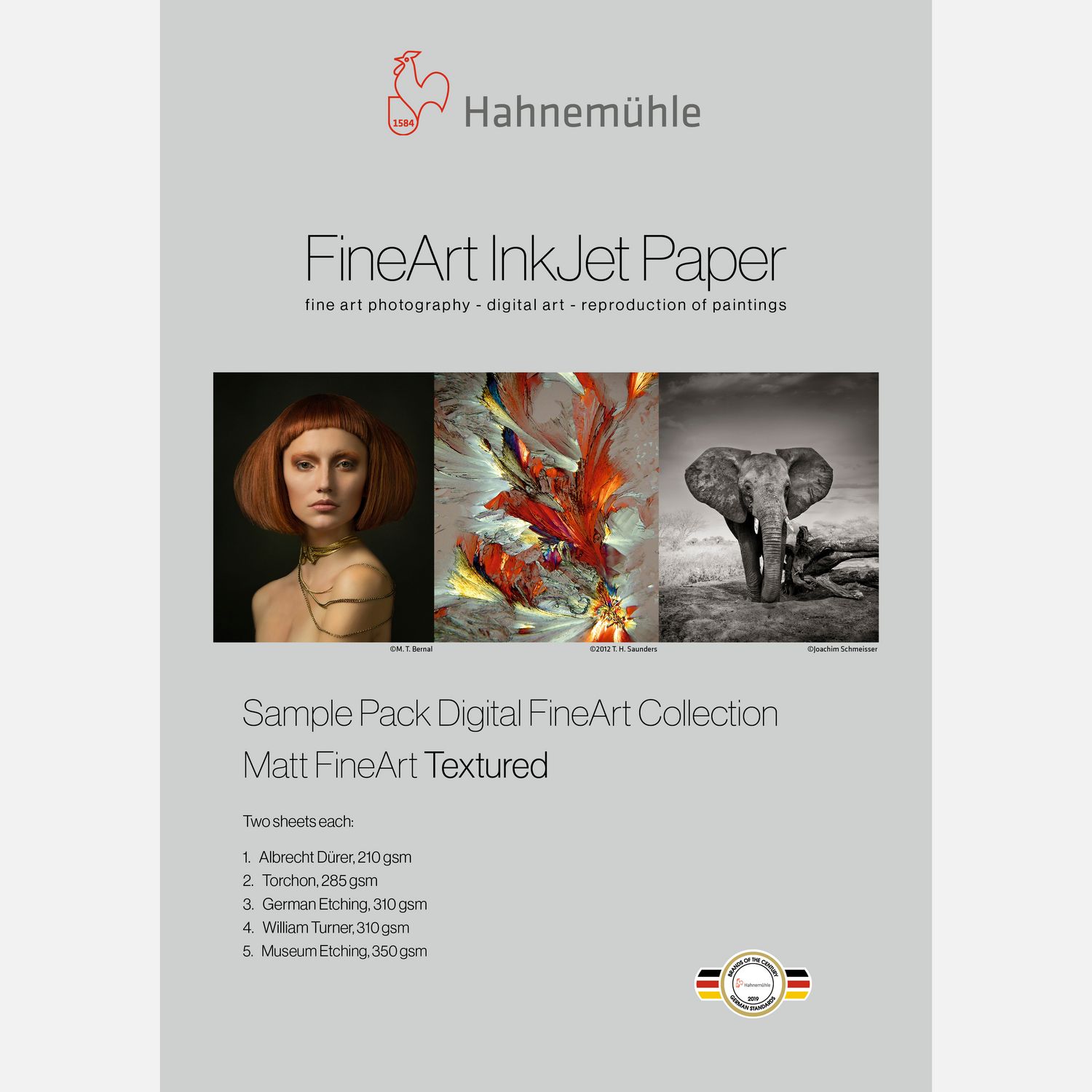 Pack d'échantillon de papiers Hahnemühle Matt FineArt TEXTURED, A4, 10 feuilles
