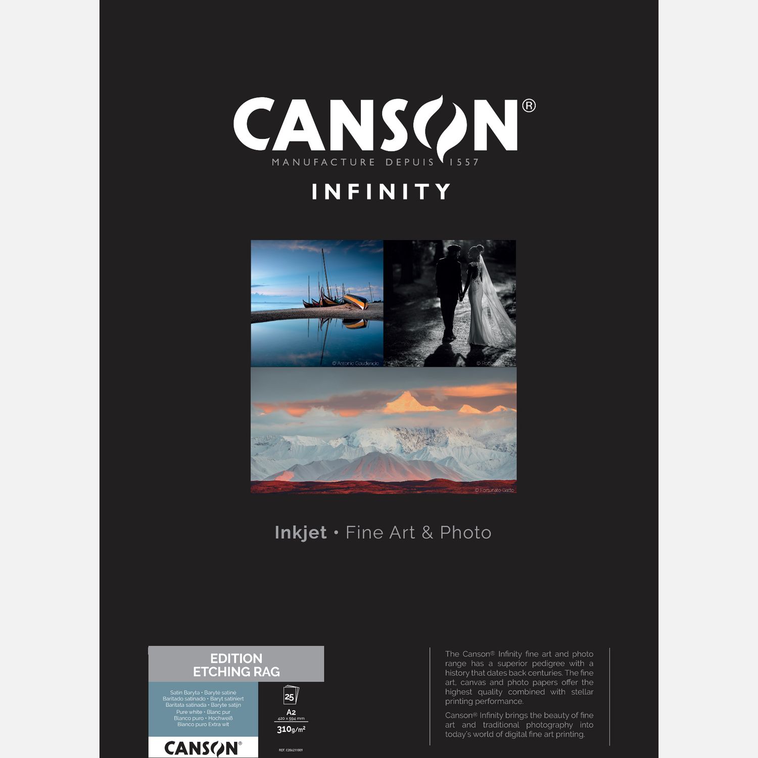 canon canson infinity edition etching rag 310g/m a2 - 25 fogli