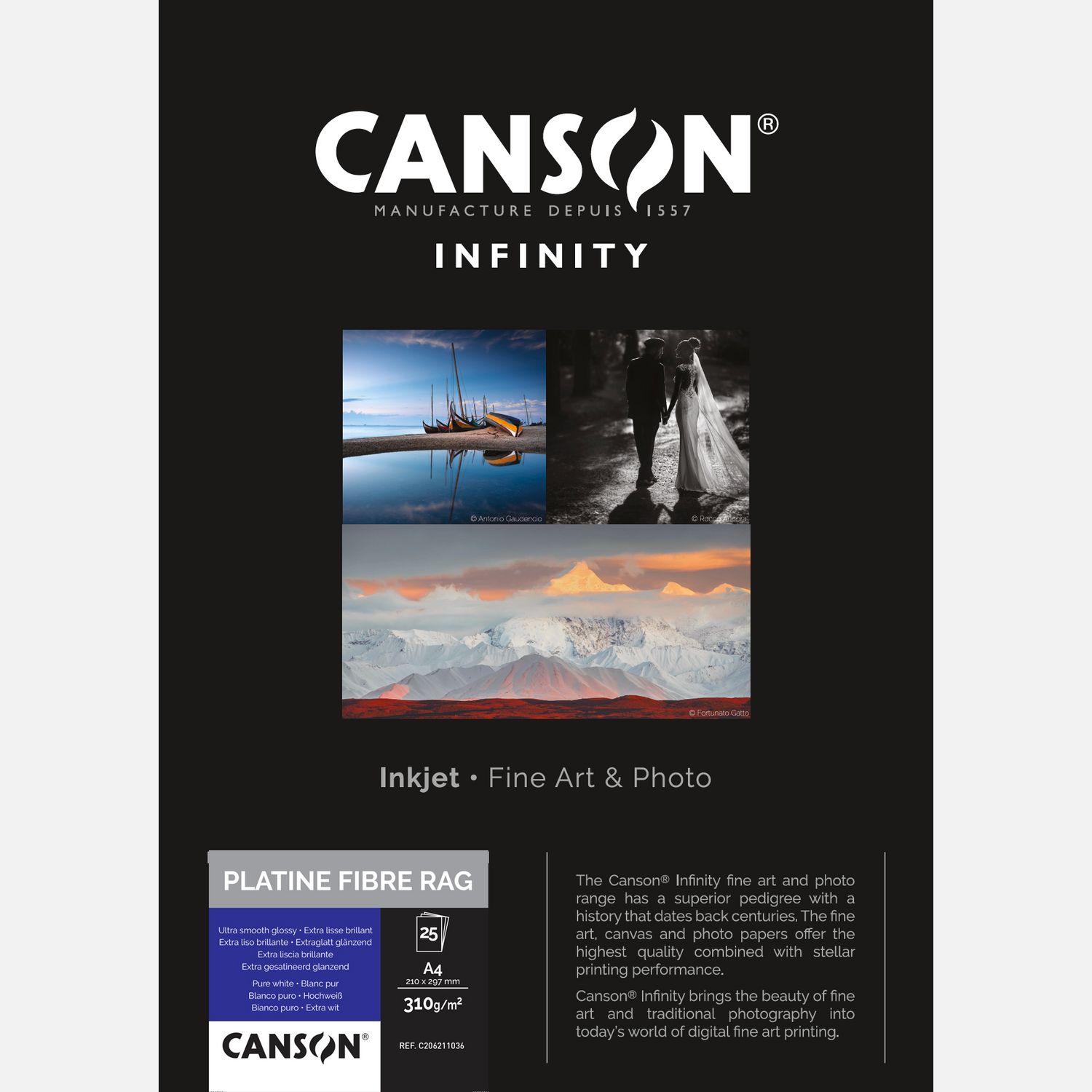 Canson Infinity Platine Fibre Rag 310 g/m² A4 - 25 feuilles
