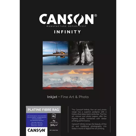 Canson Infinity Platine Fibre Rag 310 gsm, A4, 25 Sheets