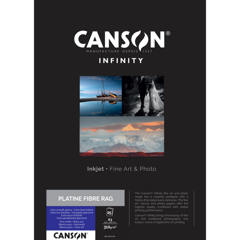 

Canson Infinity Platine Fibre Rag 310 gsm, A3, 25 Sheets