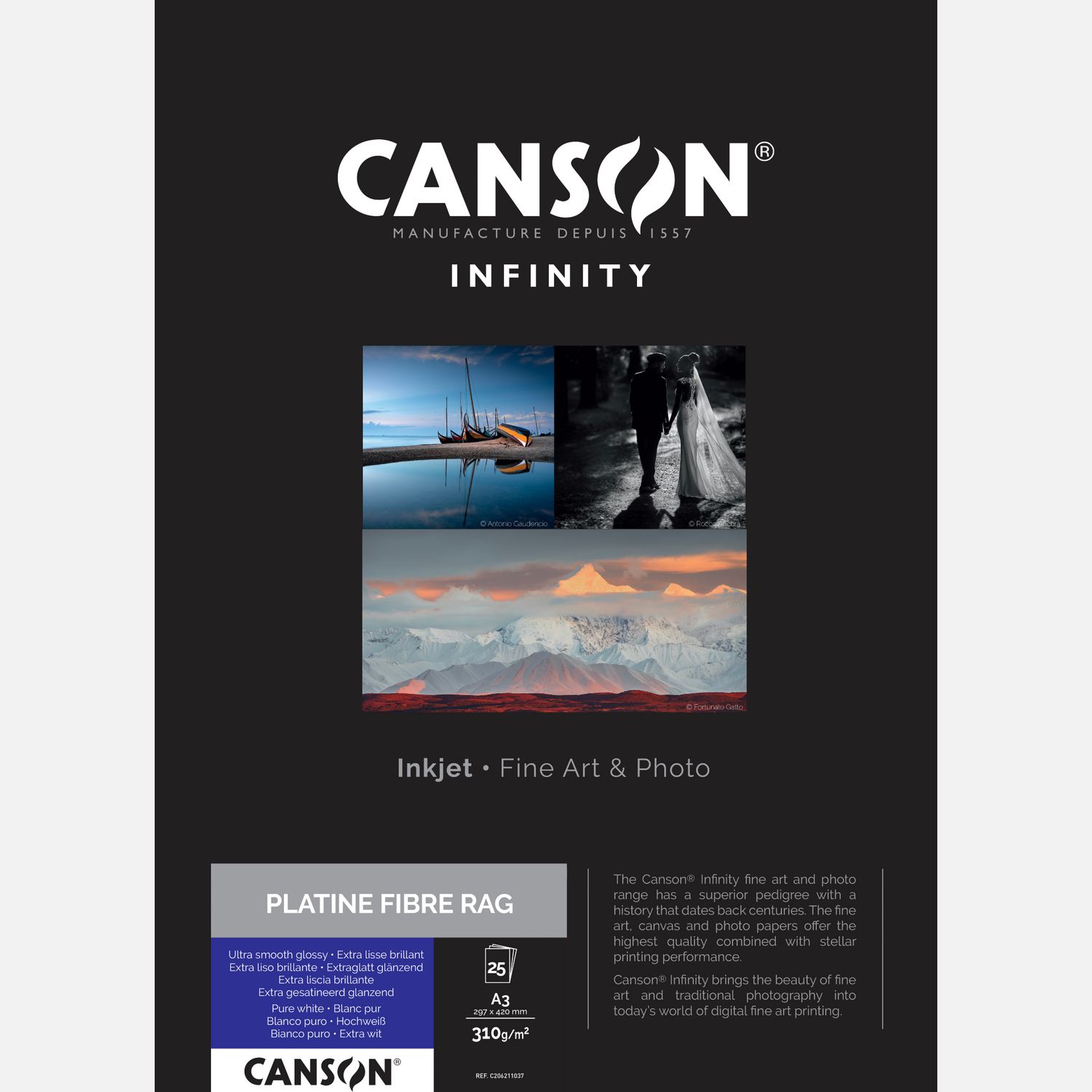 Canson Infinity Platine Fibre Rag 310 g/m² A3 - 25 feuilles