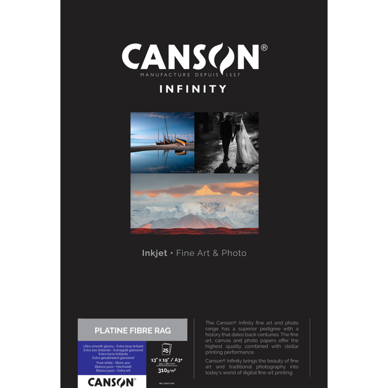 Canson Infinity Platine Fibre Rag 310 gsm, A3 Plus, 25 Sheets