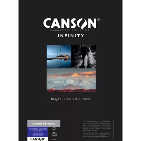 Canson Infinity Platine Fibre Rag 310 gsm, A2, 25 Sheets