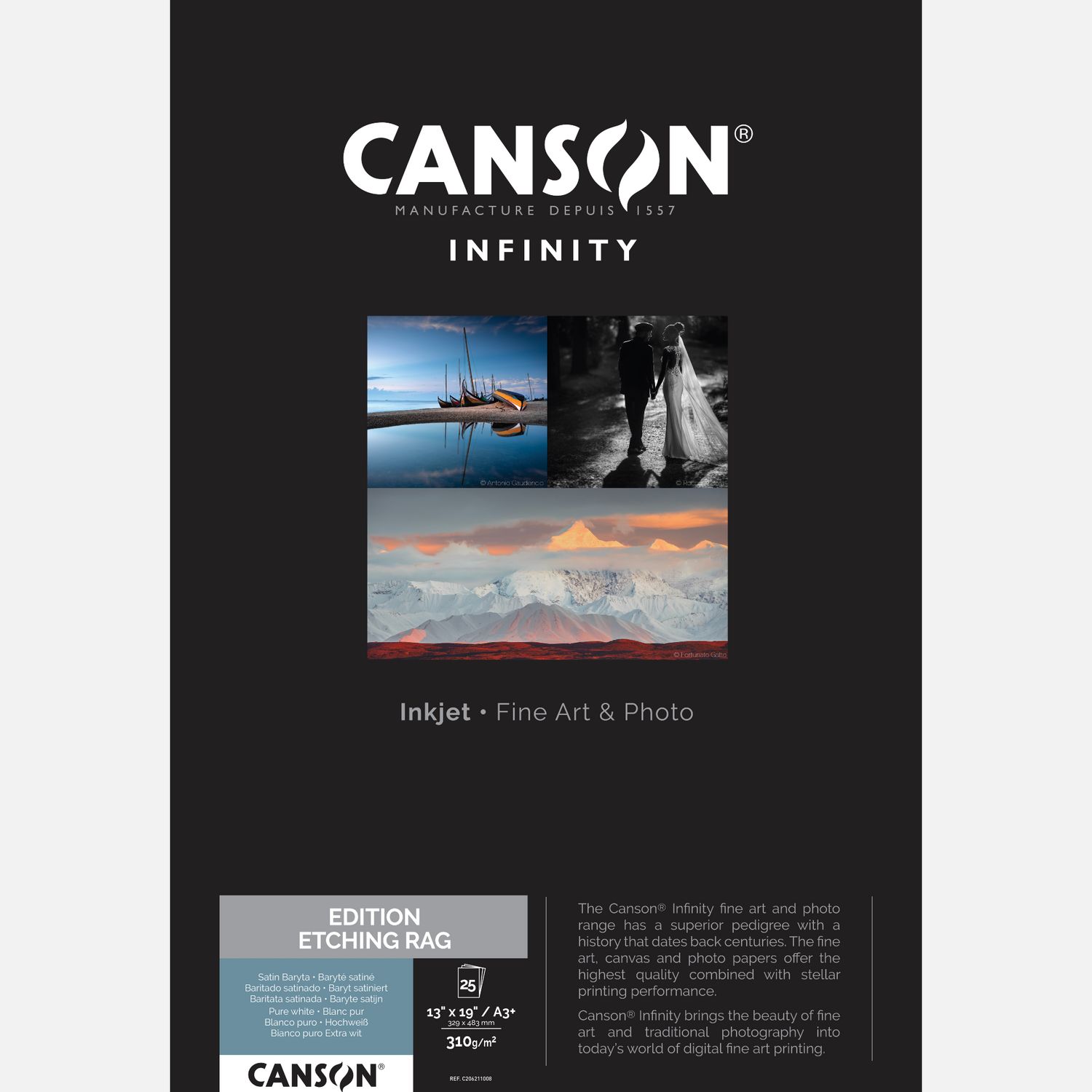 Canson Infinity Edition Etching Rag 310 g/m² A3 Plus - 25 feuilles