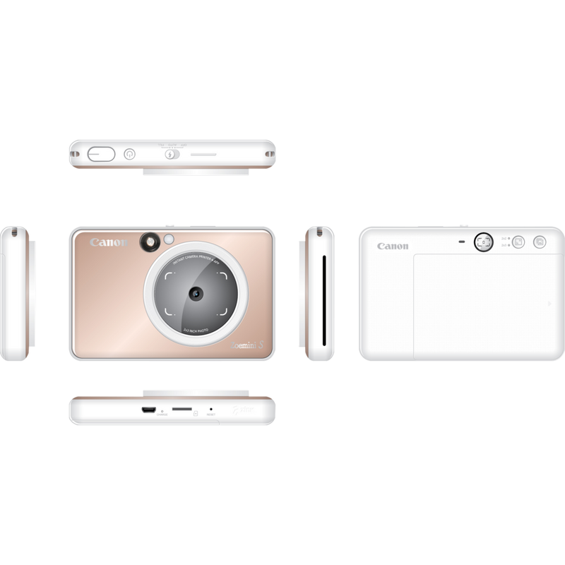 Canon Zoemini S Instant Camera Colour Photo Printer, Rose Gold Product Multiple Angles