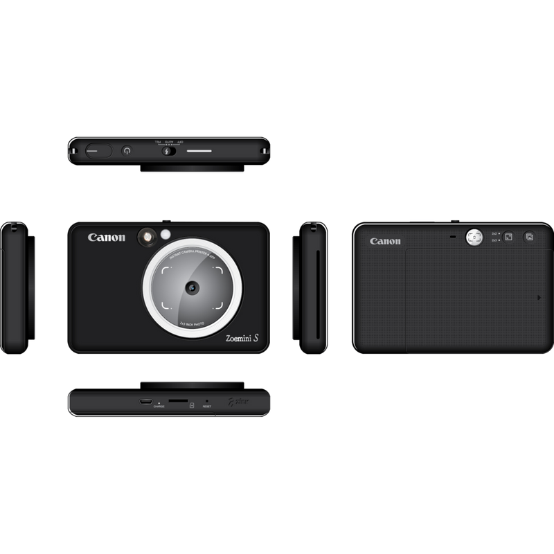 Cámara impresora fotográfica en color instantánea Canon Zoemini S, negro mate + Diario + Estuche Producto Varios ángulos