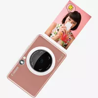 Fotocamera istantanea e stampante fotografica a colori Canon Zoemini S (oro rosa), diario e custodia Prodotto Vista frontale con stampa